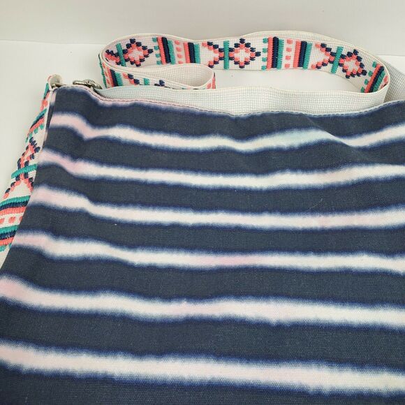 Vintage Hippie Crossbody Tie Dye Blue Striped 12x14x2" - Picture 9 of 11